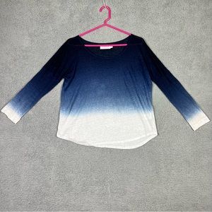 Velvet by Graham & Spencer Scoop Neck Ombré Dip-Dyed Linen Top Small